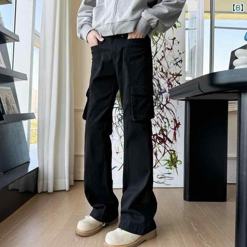 メンズ　ズボン　カジュアルパンツ 春秋用 メンズ 迷彩 オーバー オール アメリカン レトロ スリム パンツ クリーン フィット フレア ストレート