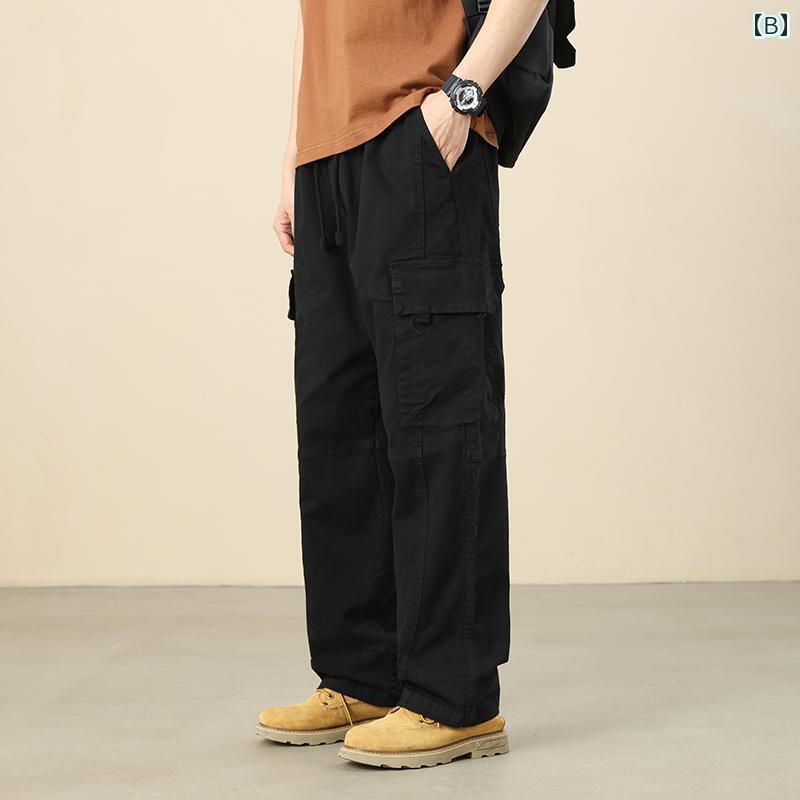 メンズ　ズボン　カジュアルパンツ 男性用 パンツ 春秋 綿 ストレート ゆったり 大きいサイズ オーバー オール の アメリカン ワイド レッグ カジュアル スリム