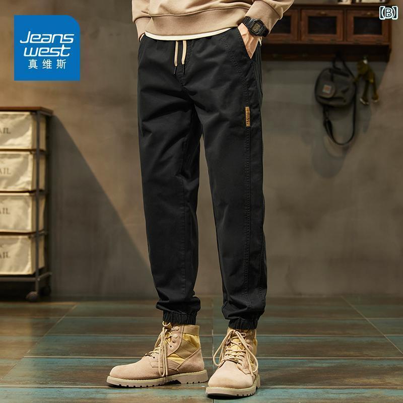 メンズ　ズボン　カジュアルパンツ Jeanswest 綿 カフ オーバー オール メンズ 春 伸縮性 カジュアル パンツ ゆったり スポーツ