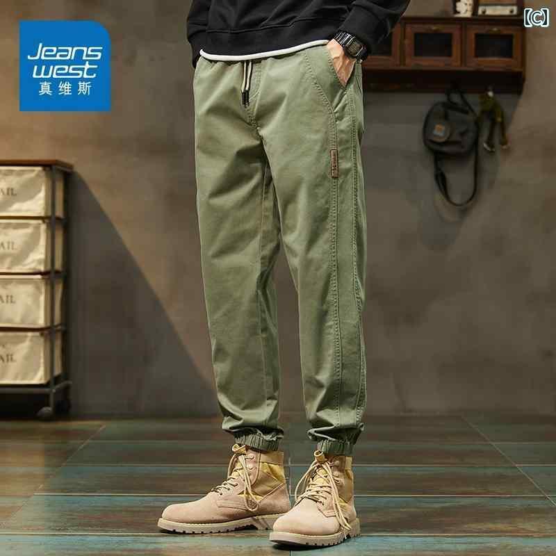メンズ　ズボン　カジュアルパンツ Jeanswest 綿 カフ オーバー オール メンズ 春 伸縮性 カジュアル パンツ ゆったり スポーツ