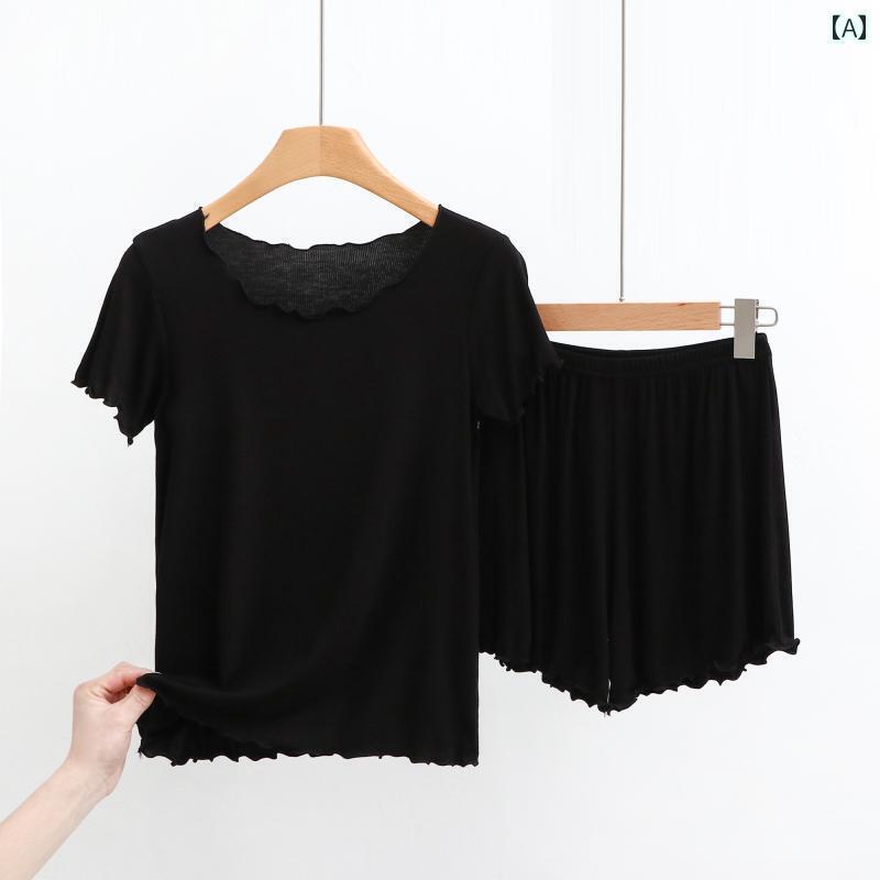 レディース　半袖　ショート 夏用 モダール 半袖 スーツ スリム レイヤリング シャツ カジュアル Tシャ..