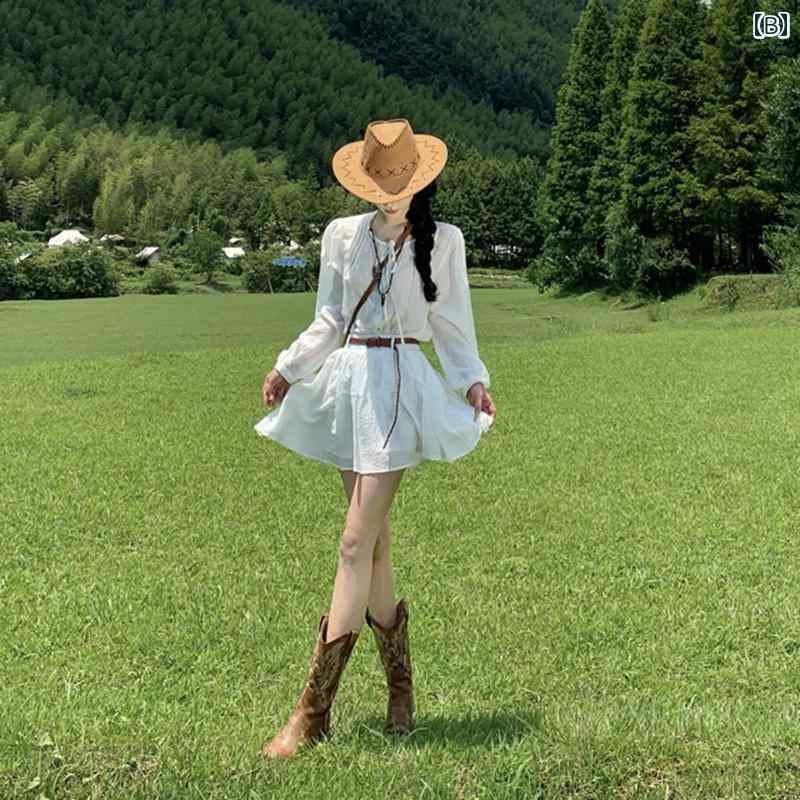 レディース　シャツ　カジュアル ウイグル 草原 旅行 衣装 フリル 赤い ドレス 西北 四川 小さい スーツ スカート