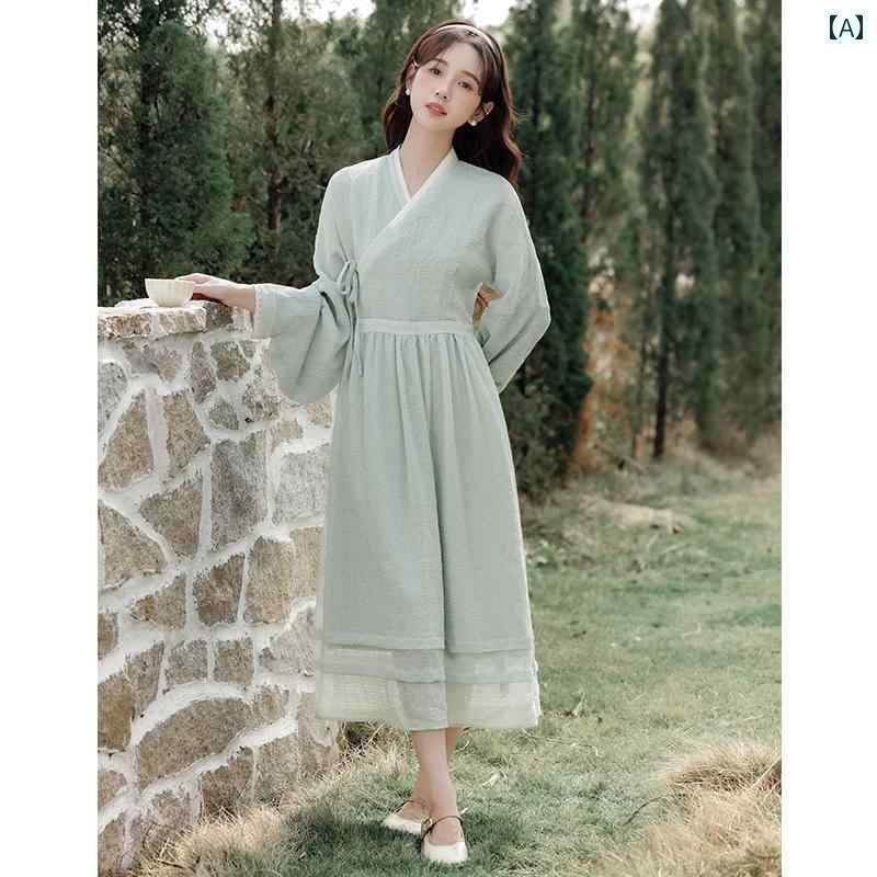 レディース　シャツ　カジュアル 森 ガールの 部族の 春秋 チャイナ風 民族 風の 漢元素の ドレスの ブラウスの 重ね 着の スーツ スカートの ツーピースの 女性