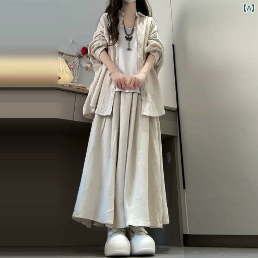 レディース シャツ カジュアル 2025 チャイナ風 カジュアル な シャツ ドレス レディース 春の 服の 完全な セット ロング スカート レディース シャツ カジュアル 2025 チャイナ風 カジュアル な シャツ ドレス レディース 春の 服の 完全な セット ロング スカート