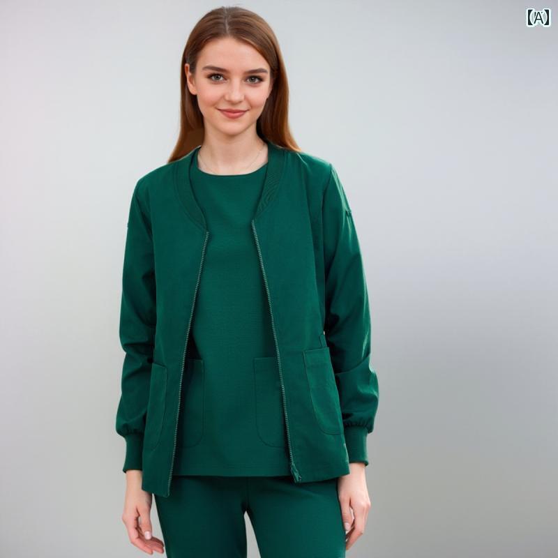 制服 作業服 ワーク 薬局 歯科 美容 病院の 見学 手術 室の 洗濯 作業着用の 厚手 コートなど メンズ レディースの 秋冬用 ポリエステル 綿 ジャケット