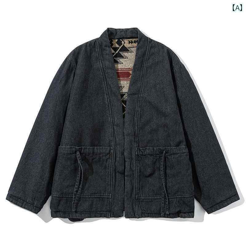 水槽 おもちゃ フィギュア チャイナ風 両面 コットンコートの メンズ レディース レトロ 民族 風 Vネック 道教の ローブ パッド入りの 厚手 暖かい コー...