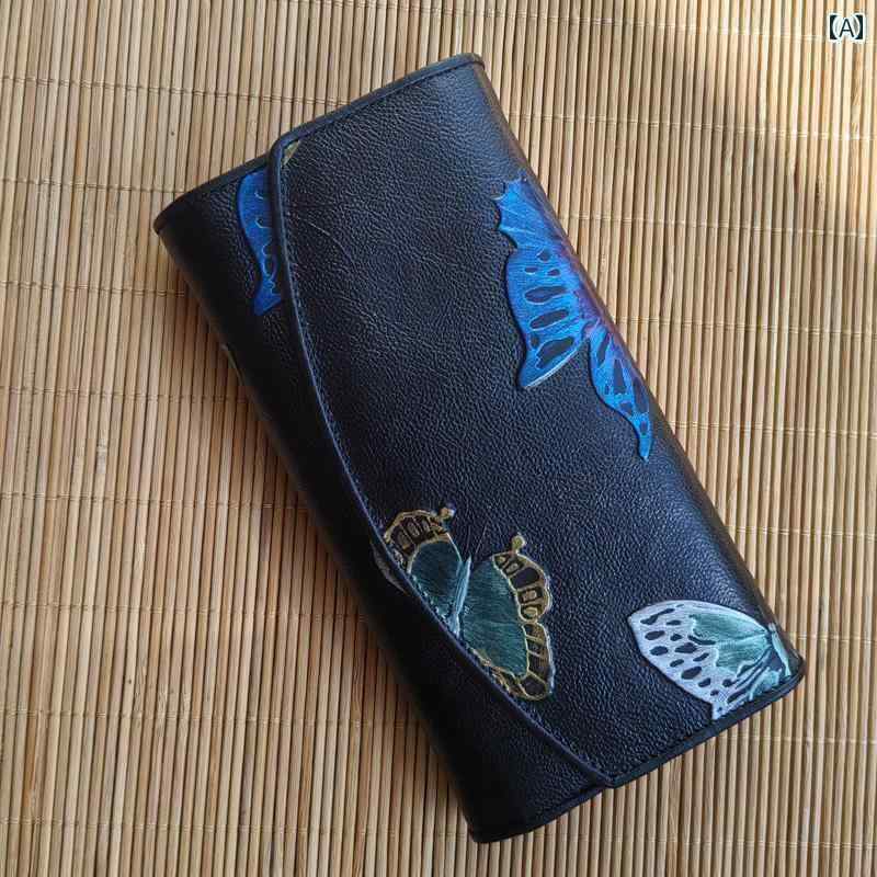 マネー　クリップ　財布 レトロ 植物 タンニン なめし トップ 層 牛革 花の エンボス 加工 手 描き 革 ..