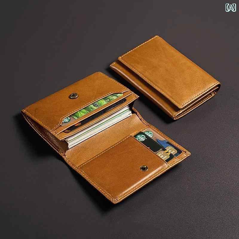 マネー　クリップ　財布 ビジネス ショート 革 財布 レトロ スモール カードホルダー コインホルダー ..