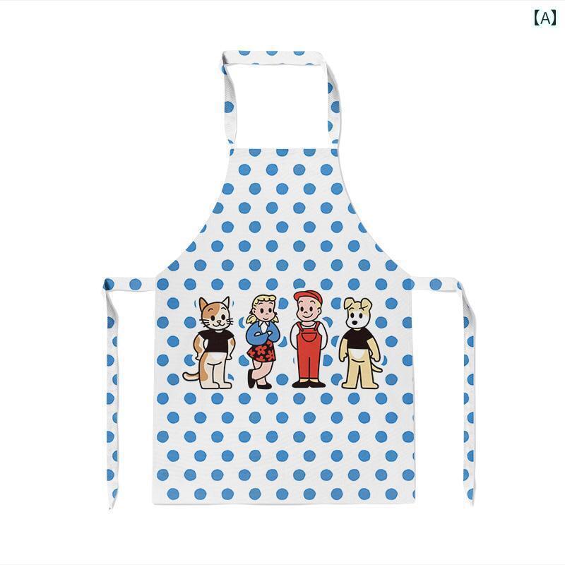 調理用　エプロン　料理 ハラダ ドット かわいい エプロン ホーム キッチン 和風非 防水 油 切り ウエスト
