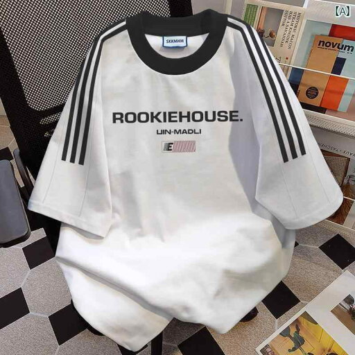 メンズ ストリート シャツ 厚手 100 % コットン 3本 バー ラウンドネック ゆったり 大きめ サイズ 半袖 Tシャツ 男女兼用 夏の カジュアル トップス メンズ ストリート シャツ 厚手 100 % コットン 3本 バー ラウンドネック ゆったり 大きめ サイズ 半袖 Tシャツ 男女兼用 夏の カジュアル トップス