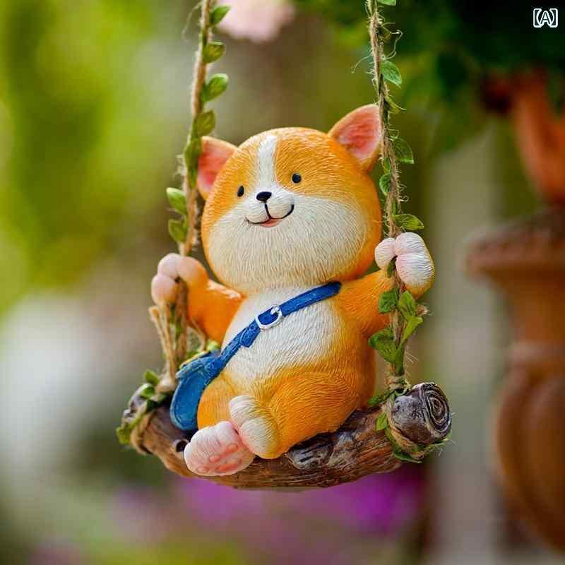 装飾　飾り　ディスプレイ かわいい 子犬が 木の 上で 揺れる ペンダント 幼稚園 屋外 ガーデン バルコニー 中庭 ソーラー ライト 装飾 装飾品