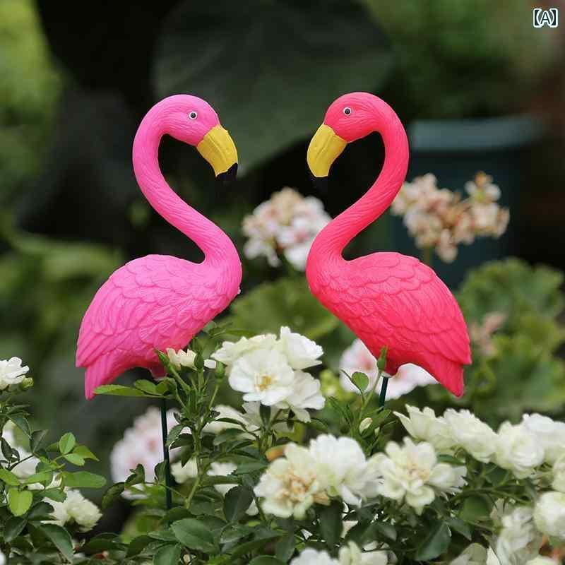 装飾　飾り　ディスプレイ 庭の 装飾 中庭の レイアウト 芝生の 窓の 小道具 ディスプレイ シミュレーション 動物 フラミンゴの 装飾品(3)