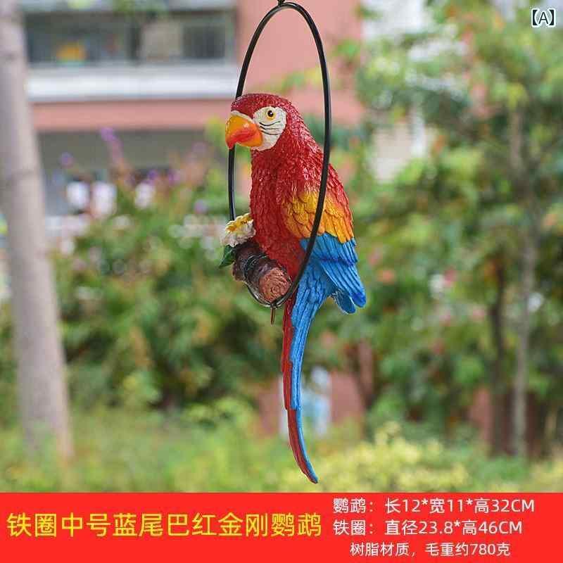 装飾 飾り ディスプレイ 鉄製 リング オウム ペンダント 庭 中庭 ガーデニング ウェディング 装飾 樹脂 工芸 ツリー オーナメント ギフト