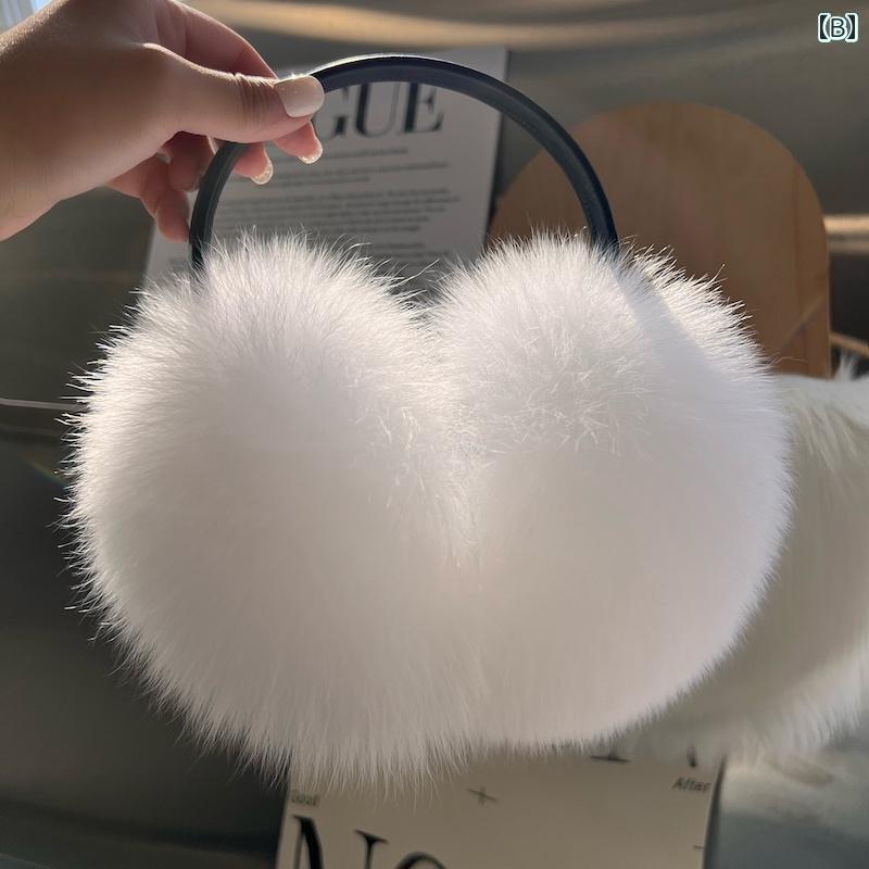 耳あて　イヤーマフ　かわいい 大型の フォックスファー イヤーマフ かわいい ぬいぐるみ 暖かい ファー イヤー バッグ 女性用不 凍 液 2