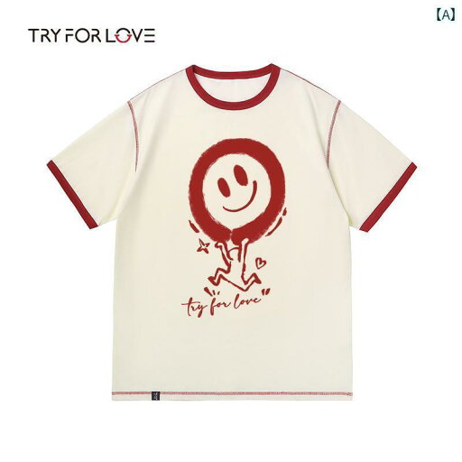 カップル ユニセックス ウェア Tryforlove カップルの 夏の カラーマッチング プリント 半袖 Tシャツ メンズ レディース 20251 長袖と 1短 袖 カップル ユニセックス ウェア Tryforlove カップルの 夏の カラーマッチング プリント 半袖 Tシャツ メンズ レディース 20251 長袖と 1短 袖
