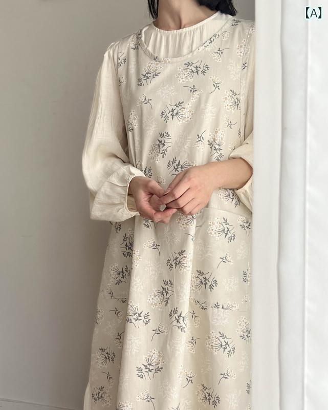 エプロン レディース かわいい GR グリーン コットン 防水 プリント エプロン 家庭用 韓国 キッチン 家事 フラワーショップ ウエスト コート