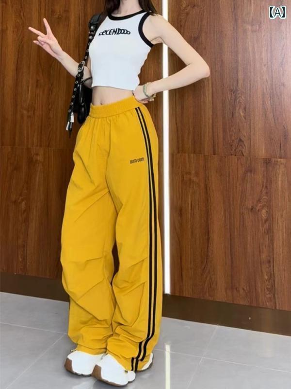 ワイド　レッグ　パンツ　レディース アメリカン 白い 速乾 オーバー オール 女性用 春夏 薄手 2025 ゆ..