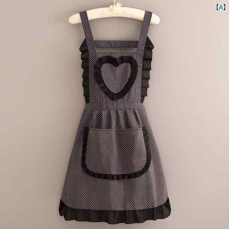 エプロン　おしゃれ　ママ 小 紅 エル パン 江 燕 同じ 水玉 ハート ピーチ エプロン 耐 油 防水 汚れ ..