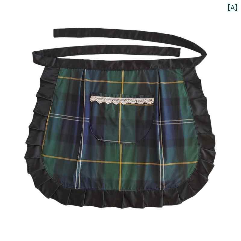 エプロン　おしゃれ　ママ Hanjia ワイド ハーフ ウエスト キッチン 防汚 クリーニング レングス エプロン メンズ レディースの な ホーム ショート レース 作業着