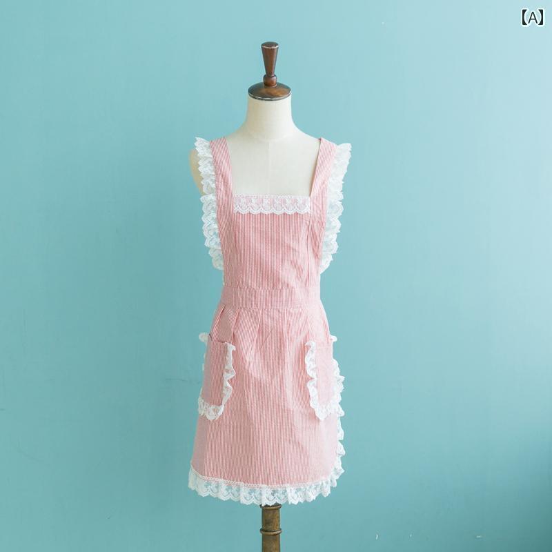 エプロン　おしゃれ　ママ エプロン レース キッチン 防水 防 油 レディース ホーム ファッション かわ..