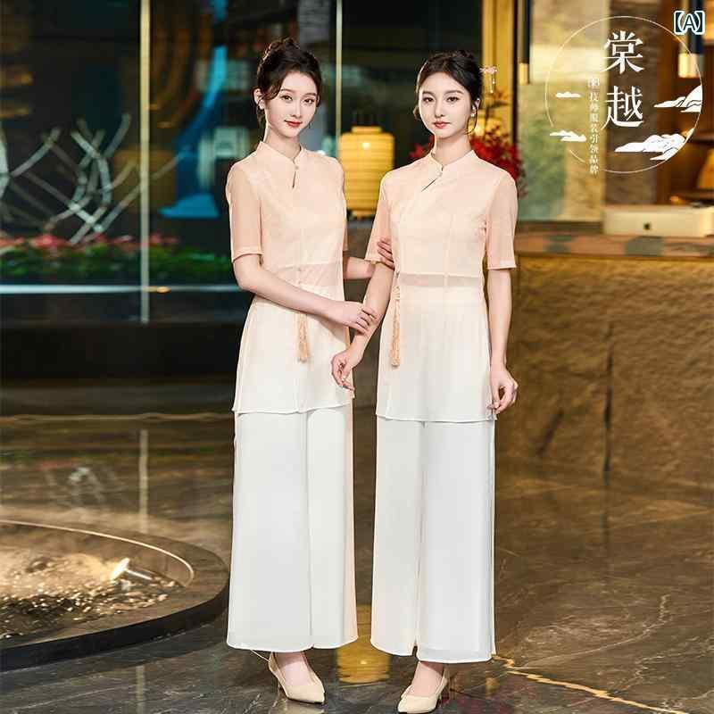 ドレス　ウェイター　作業服 唐 月 霞の 足 湯 技術者 作業着 女性用 スリムと マッサージ 耳 かき SPA..