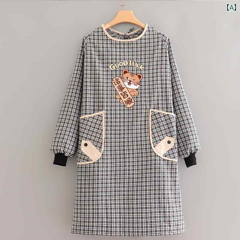 エプロン　レディース　おしゃれ 布 キッチン 調理用 エプロン 新型 虎 年 家庭用 カバーオール 長袖 キャンバス 通気性 薄手 作業用 男女兼用