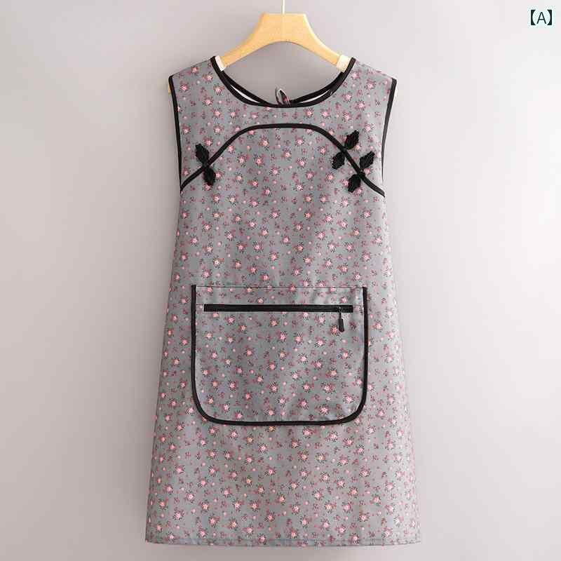 エプロン　レディース　おしゃれ チャイナ風 レトロ キャンバス エプロン キッチン 家庭 用 防汚 通気性 調理 レディース ベストな 作業着