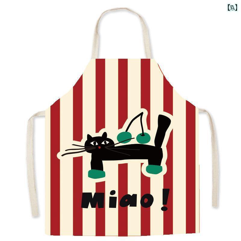 エプロン レディース おしゃれ ファッション 猫 リネン エプロン 親子 クッキング 食堂 オール シーズン かわいい ノースリーブ 作業着 コート