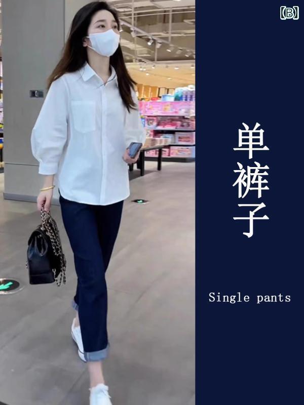 デニム　ワンピース　レディース 2025 春 フレンチシック ホワイト シャツ ジーンズ S サイズ 衣装 セット