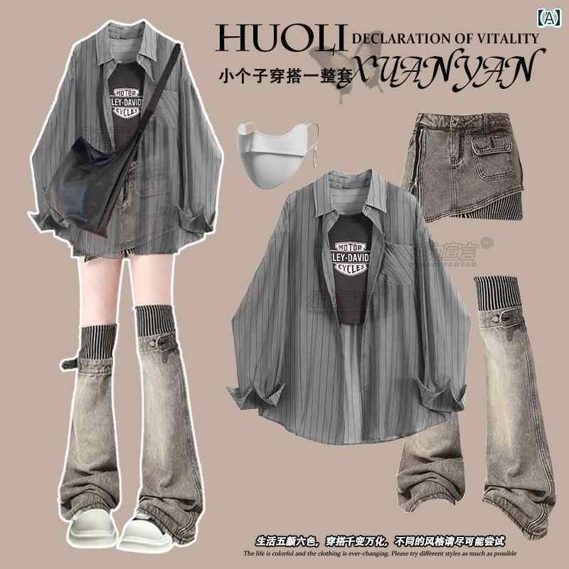 デニム　ワンピース　レディース 夏の ootd ホット ガールは デニム ドレスを 着用 します 2025 夏は 小柄な 美しい ウエスト スカートの 完全な セットを(4)