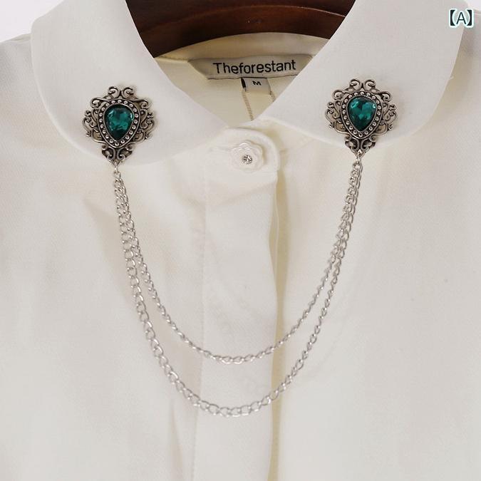 アクセサリー　ピン　ヘア レディース 精巧 タッセル カラー フラワー レトロ 宮殿 パターン シャツ 襟 コーナー ボタン チェーン 装飾 コサージュ スーツ ブローチ