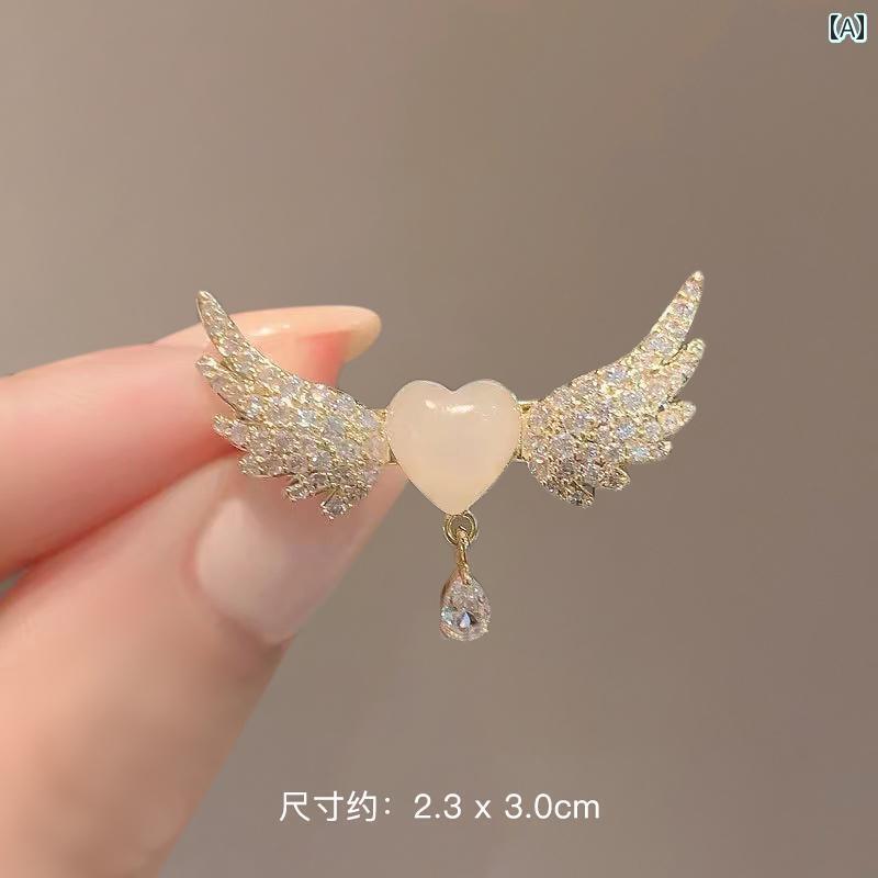 アクセサリー　ピン　ヘア 愛 天使の羽 タッセル ブローチ ハイエンド レディース 精巧 固定 服 コサージュピン バックル セーター スーツ アクセサリー