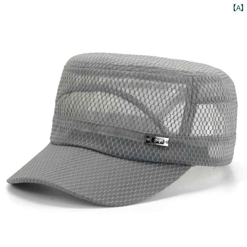 メンズ　帽子　キャップ 夏 老人 帽子 男性 サンバイザー フラット トップ ひさし キャップお父さん 日よけ メッシュ クール