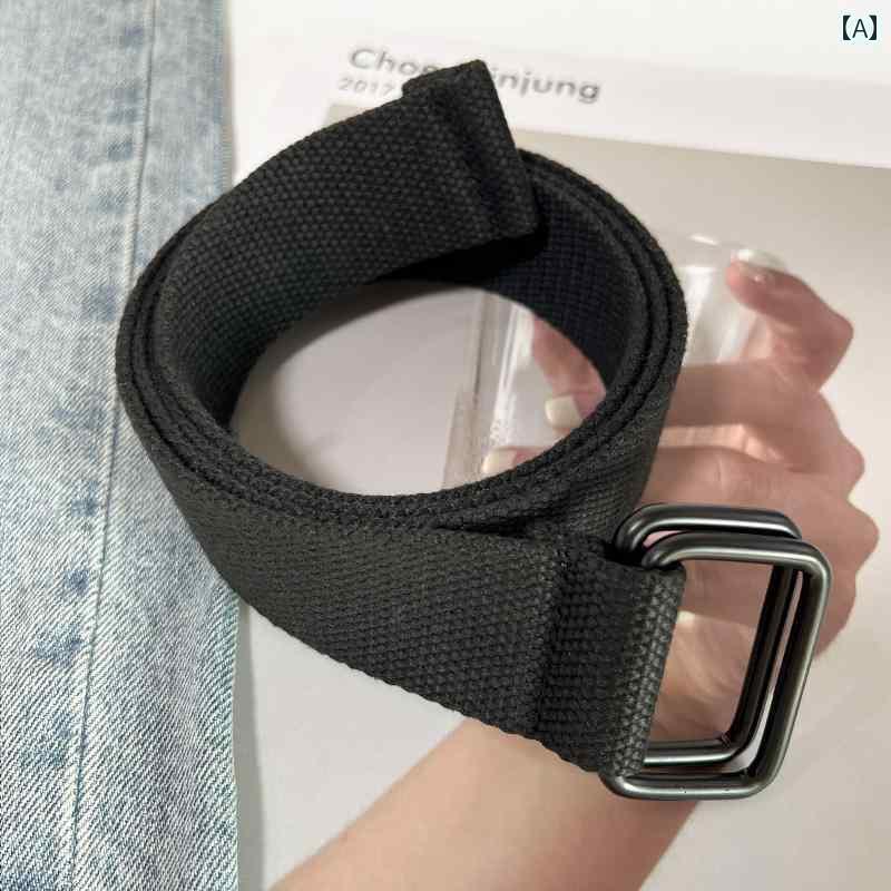 メンズ　ベルト　バックル ダブルバックル 付きの レディース メンズ キャンバス ベルト 学生 織りの ..