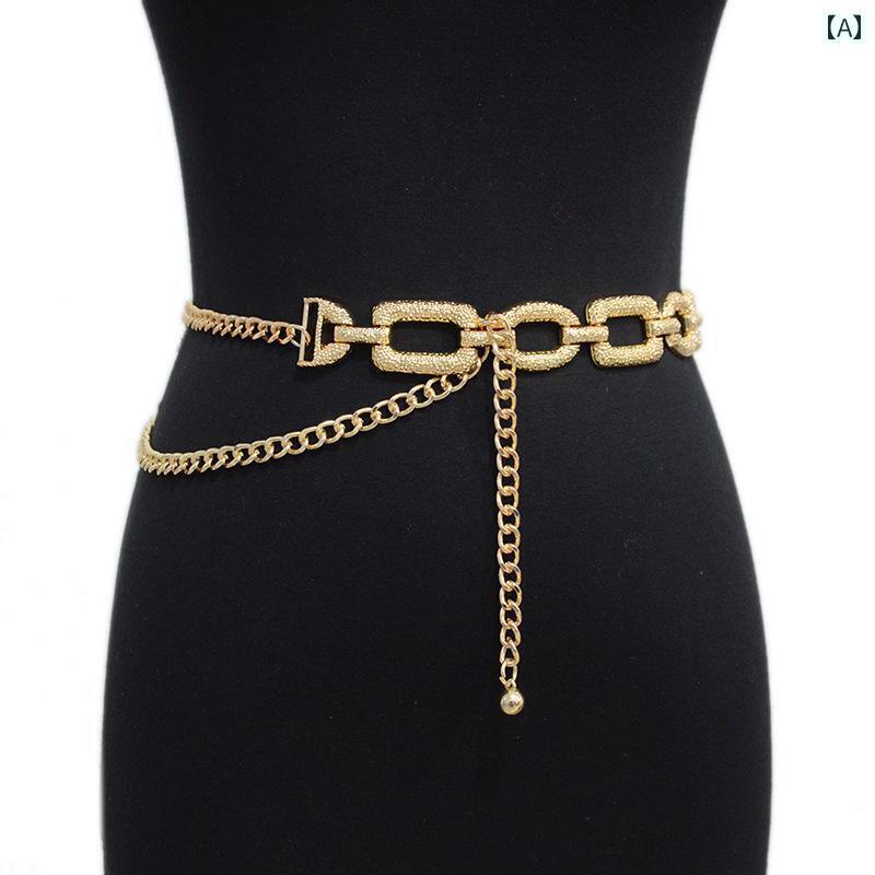 レディース　ベルト　チェーン メタル ウエスト チェーン スカート アクセサリー レディース 夏の 装飾 シャツ ジーンズ ファッション ベルト