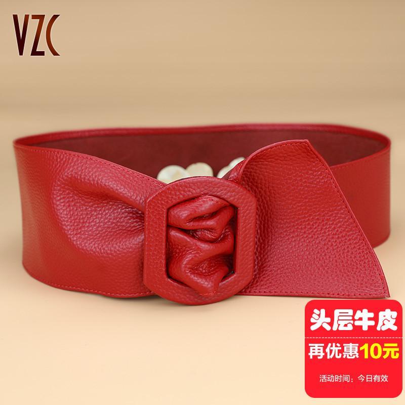 レディース　ベルト　チェーン ウエスト バンド レディース 革第一層 ソフト 牛革 赤 干支 飾り ベルト スカート コート ダウン ジャケット ワイド 付き