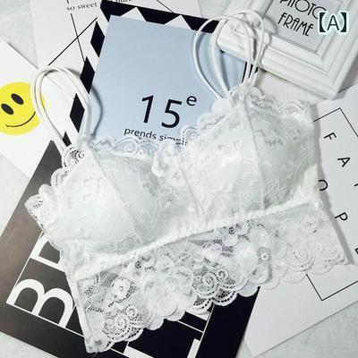 ブラ　レース　下着 韓国 露出 防止 ショート 丈 キャミソール トップ 下着 レース ラップ 胸元 チュー..