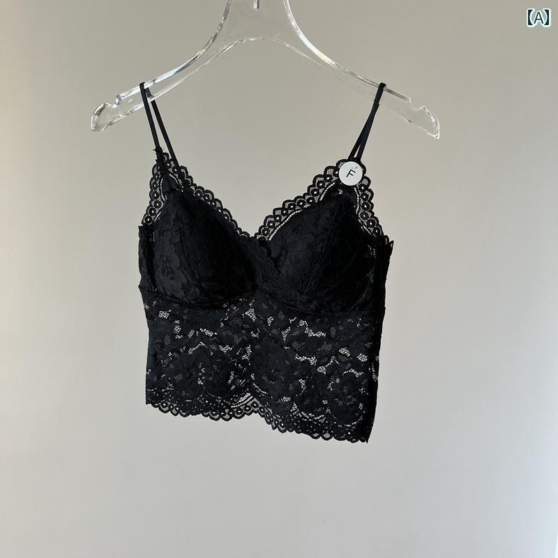 ブラ　レース　下着 胸 パッド 付きの 魅惑的 レースの サスペンダー 一 体型 固定 カップ 美しい 背中..