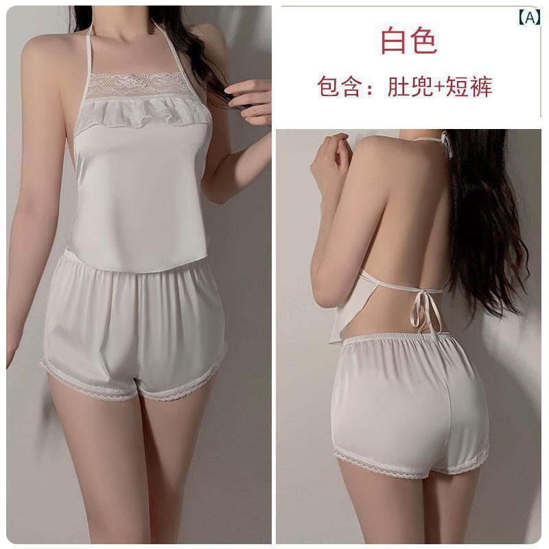 ブラ レース 下着 魅惑的 パジャマ 女性 夏 2025 スタイル 冷感 薄手 レース 腹 帯 サスペンダー ショーツ ホーム 服 スーツ