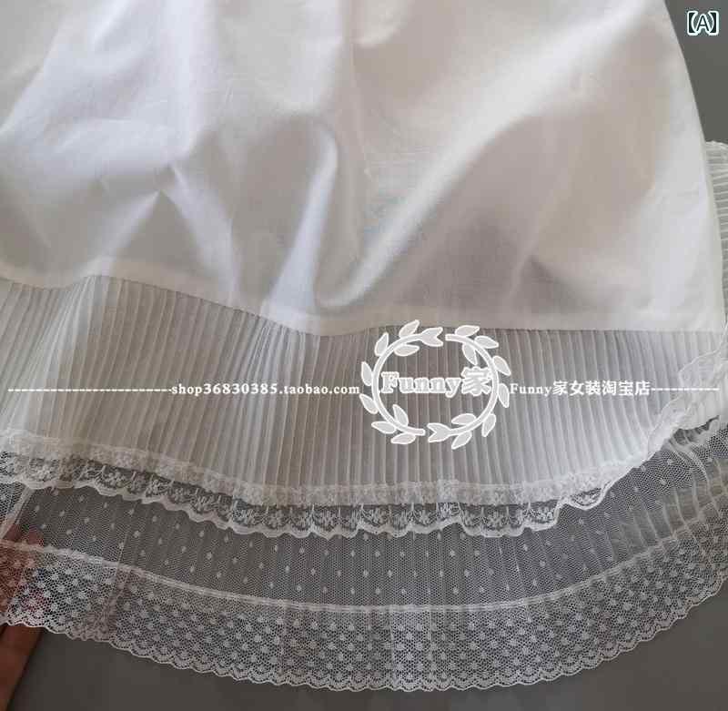 ブラ　レース　下着 秋冬 プリーツレース メッシュと 綿の 重ね 着 インナー ベース アーティファクト スカート ミドル 丈 漢服 裏地