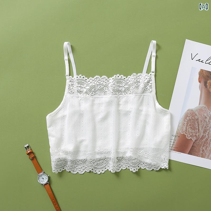 ブラ　レース　下着 100 % 桑 絹の 小さい キャミソール 下着 夏 ベース 黒と 白の ベスト 魅惑的 レー..