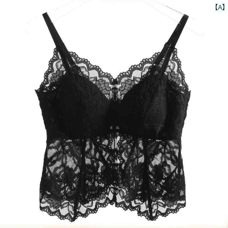 ランジェリー　下着　レース 美しい 背中 快適 ボトム 通気性の ある サスペンダー 立体的な レース 胸..