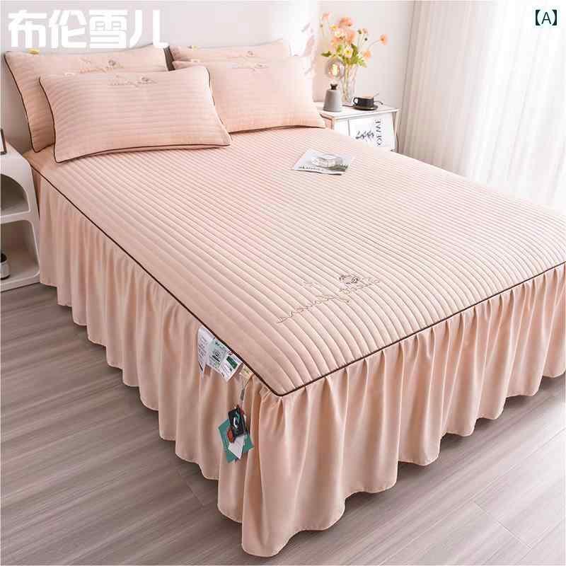 ベッド　カバー　 秋冬用 厚手 天 竺 綿 ベッド スカート 単品 A型 プリンセス スタイル エプロン カバー シーツ エッジ 付き