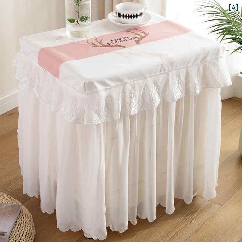 ベッド　カバー　 シフォン レースの ベッド サイド テーブル カバー クロス ダストカバー 寝室用 北欧..