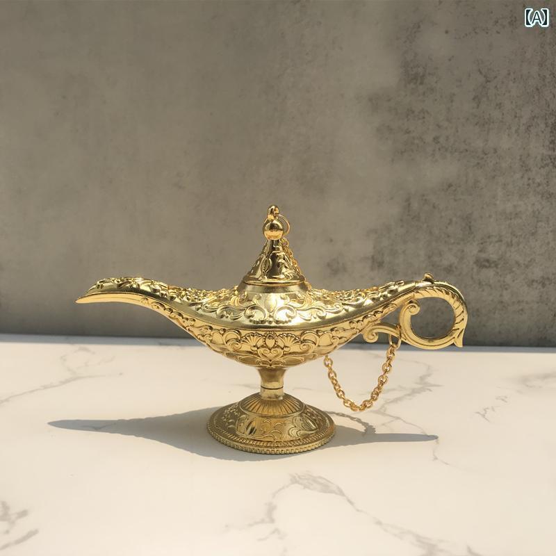 飾り 歴史 アラジンの 魔法の ランプ 金属 願い アート 装飾品 レトロ 子供の 祝福の ギフト 写真 撮影