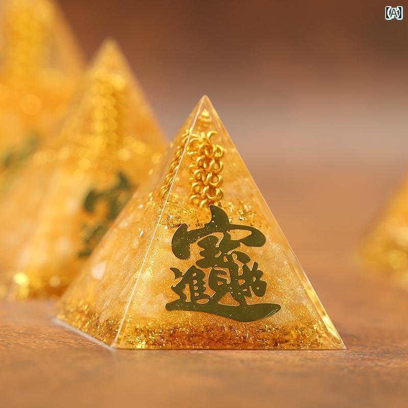 飾り 歴史 の 黄色の クリスタル ピラミッド 装飾品 ホーム オフィスの 富と 幸運の オープニング ギフトを 集める
