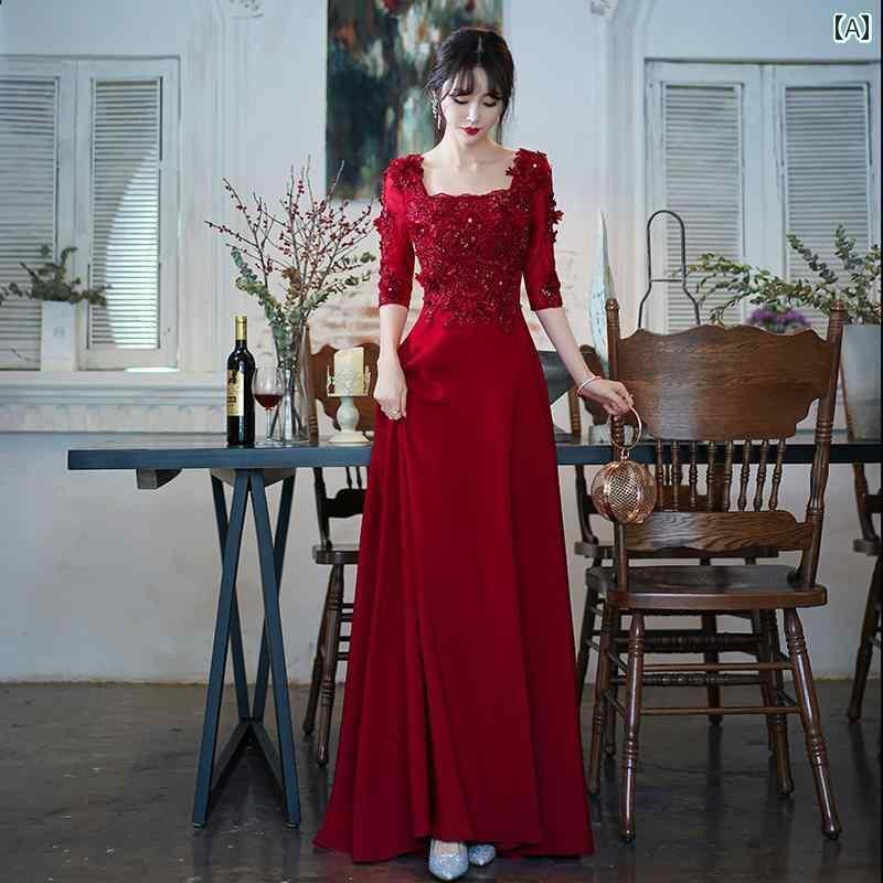 赤いドレス　レディース トースト ドレス 花嫁 大きめ サイズ 太め mm スリム 婚約 夏 カバー 腹 200ポンド ワイン レッド ウェディングドレス スカート 女性