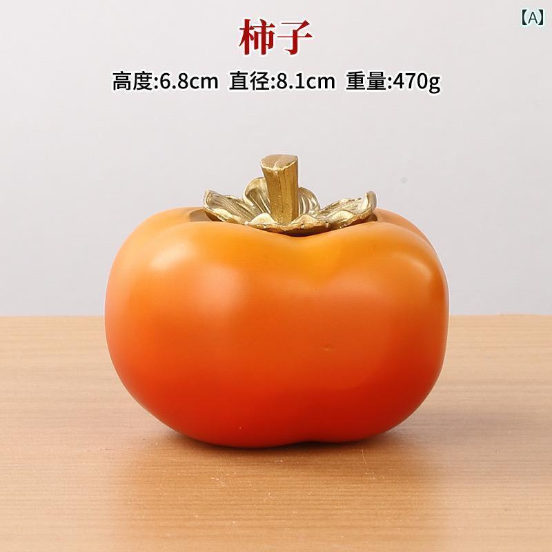 アンティーク　雑貨　飾り 真鍮 リンゴ 柿 銅 製品 家庭用 家具 手 描き デスク トップ 装飾