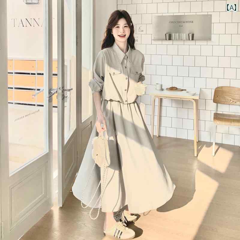 シャツ ワンピース レディース 見た目も カジュアルで スリムな 気質の ボトムス シャツ、 キキョウ ベ..