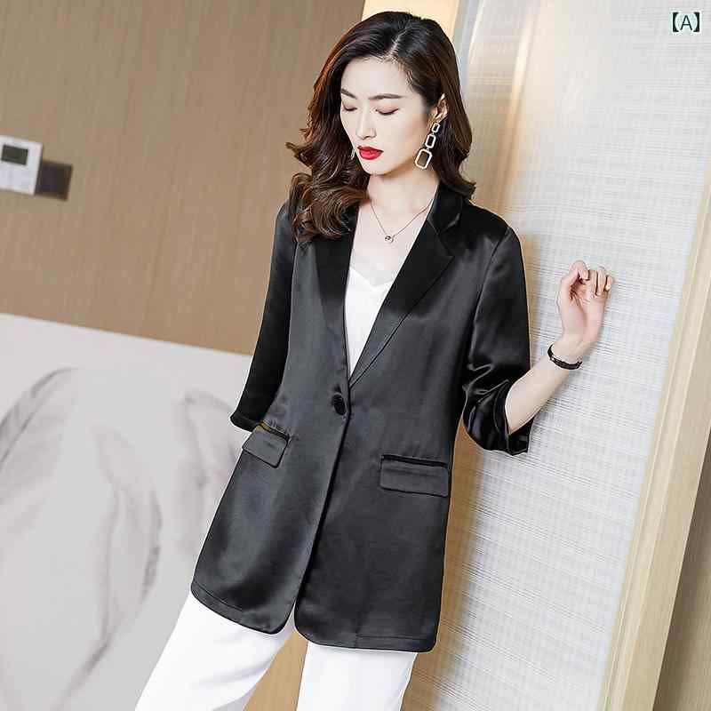 スーツ ジャケット レディース アジド アセテート レディース ショート ジャケット 2024 新作 レディース オール マッチ カジュアル スモール スーツ 薄手 アウター トップス
